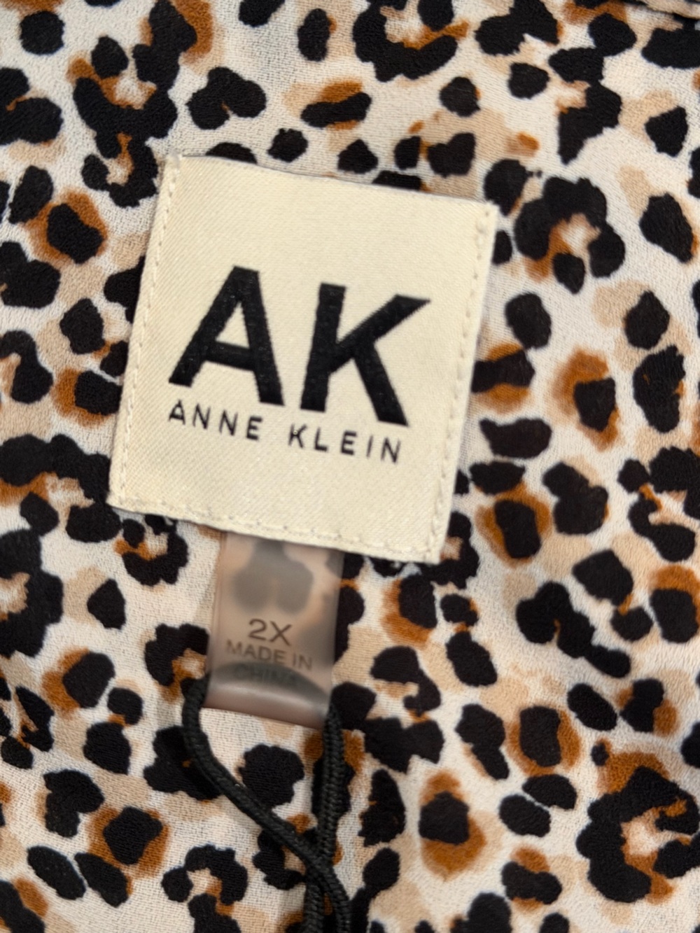 Anne Klein Leopard Print V-Neck Tunic - Brown & Black - Picture 3 of 5